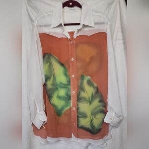 nanni Hand Painted Shear Art To Wear Women's Button-down Shirt Size XL